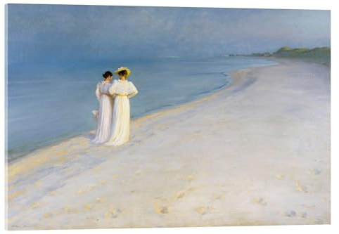 Posterlounge Soirée d'été sur la plage du sud de Skagen Tableau en verre acrylique de Peder Severin Krøyer 90 x 60 cm Tableaux Décoration murale