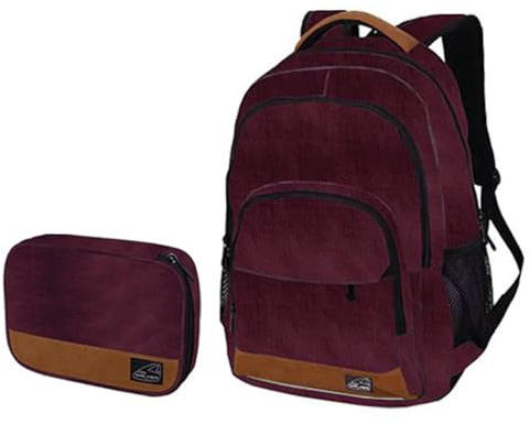 Walker 68528-051 - 2-teiliges Schulrucksack-Set, Elite Rucksack Crinkle mit Federtasche, mit Hauptfach, Laptopfach, Seitentaschen mit Getränkehalterung und Reflektoren, ca. 30 l Volumen