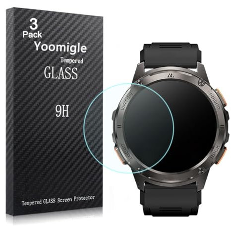 Yoomigle 3 Pièces Verre Trempé Compatible avec KOSPET TANK T3 Montre 1,43 Protecteur d'écran Protection écran en Verre Trempé Films Vitre pour Tank T3 1,43 Pouces Smartwatch Film de Protection