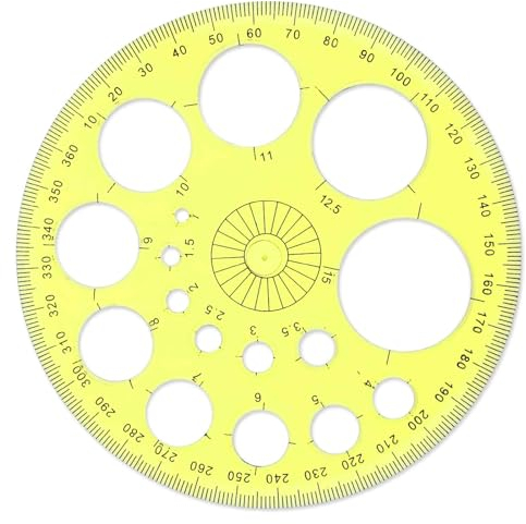 ZEYIYER Kreisschablone zum Zeichnen, Lochschablone Gelb Messschablonen Rundes Geometrisches Schablonenlineal, Kreisschablone Technisches Zeichnen, Kreis Lineal für Zeichenhilfen Zeichenschablone
