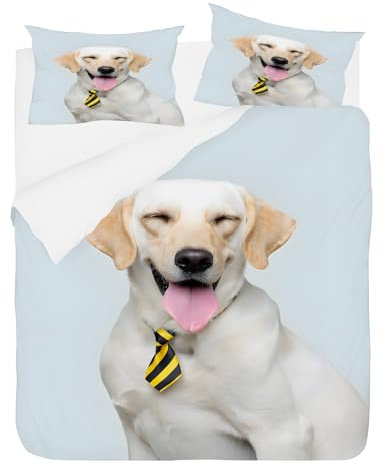 Qiwagu Bettwäsche 200x220 Brauner Labrador Mikrofaser Bettwäsche-Sets Weiche Bettwäsche Set und 2 Kissenbezug 80x80cm