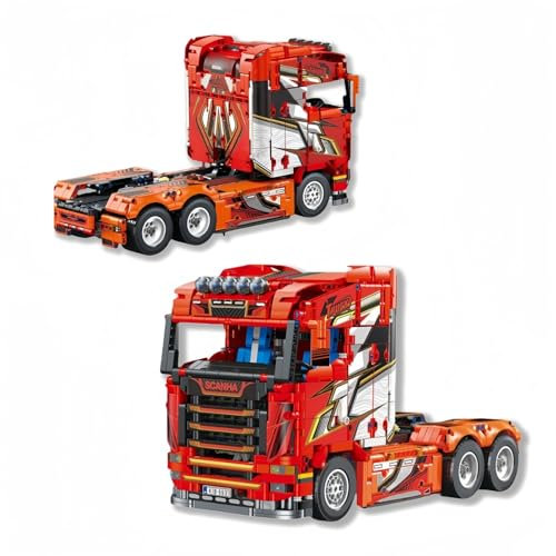 JVAVNE Technik LKW Bausteine Set, 1708 Teile Tractor Bausteine Modell Bausatz, Tractor Truck Klemmbausteine, LKW Bausatz Modell Spielzeug, Geschenke für Erwachsene, Kompatibel mit L***
