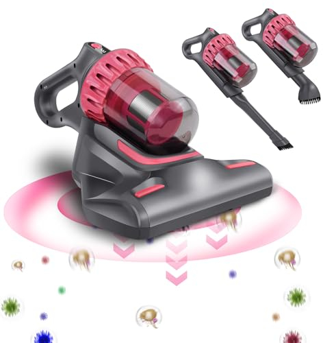 Milbensauger für matratzen mit UV-Licht, Handstaubsauger, Schmutzbehälter 200 ml, Milbenstaubsauger mit Staubmilben-Sensor, 10kpa Anziehung Milben Staubsauger Antimilben-Staubsauger entfernt 99,9%