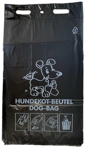Hundekotbeutel 200 x 330 + 40 mm schwarz mit Druck geblockt 1000 Stück
