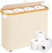 28 L Boite Rangement Papier Toilette avec Couvercle, Bambou Panier à Papier Hygiénique Boite Rangement Salle de Bain, Corbeille Porte-Papier Toilette pour 9 à 12 Rouleaux, Blanc