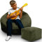 DreamRoots Sitzsack Erwachsene Cord oder Kinder - Bean Bag Sofa - Sitzsack Cord mit Hocker und Bezug - Sitzsäcke mit Füllung 70x70x70 cm Dark Olive