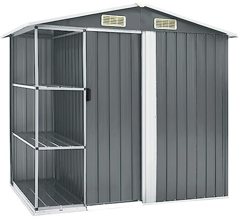 Furniture Select Gartenhaus mit Gestell grau 205x130x183 cm Eisen