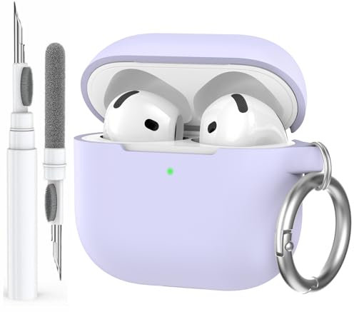 AhaStyle AirPods 4 Case Cover (2024) with Cleaning Kit Soft Silicone Shockproof Cover Skin for Apple AirPods 4th Gen, Support USB-C & Wireless Charging