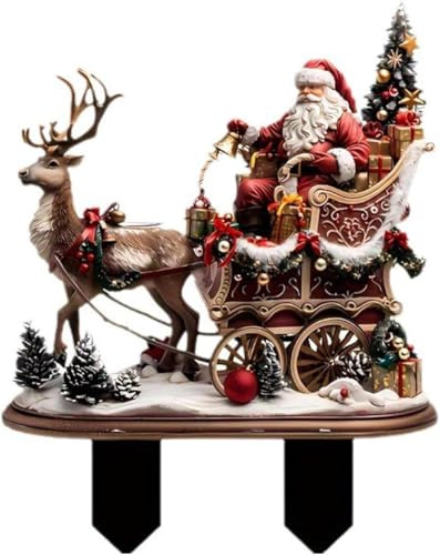 RZXBB Weihnachtsdeko Gartenstecker,Weihnachtsdeko Aussen Figuren,2D-Acryl Gartenstecker Weihnachten,Rentier-Gartendekoration,Weihnachten Figur Dekostecker Weihnachtsdeko für Landschaft, Terrasse (A)