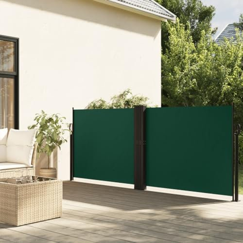 Homgoday Toldo Lateral retráctil Verde Oscuro 140x1000 cm, Toldo de Exterior, Protege la Privacidad, Protector Solar a Prueba de Viento, Separador de Ambientes Exterior para Balcón, Jardin y Terraza