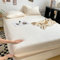 AMDXD 180x200cm Betttuch Fest, Spannbettlaken Einfarbig Beige Weiß Textilien Klassische, Polyester Baumwolle Tagesdecken Unterbett als Schutz für Boxspringbett & Topper