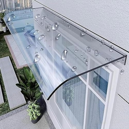 NINGXUE Awning Shelter Front Door Canopy Outdoor Awning Transparent for Back Door, Porch, Patio, Window Shade Patio Roof Cover for Rain Shelter,Flat,50x360cm/19.6x142in