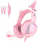 IMYB Gaming Headset with Microphone for Pc, Xbox One, Ps4, Ps5, Switch, Stereo Wired Noise Cancelling Over-Ear Cats Ears Headphones with Mic, RGB, for Computer, Laptop, Mac, Nintendo, Gamer (Pink)