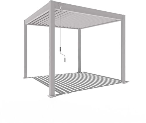 Pavillon Pergola 3x3m Terassenüberdachung freistehend mit Lamellendach verstellbar Gartenpavillon Hardtop wasserdicht stabil winterfest Voll-Aluminium Grillpavillon wetterfest Weide Classic Ivory sand