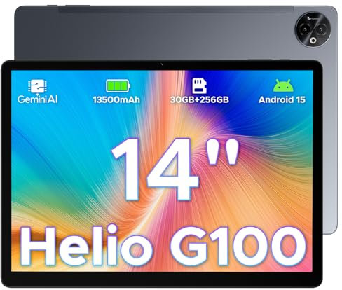 DOOGEE Tab E3 Max 14 Inch Tablet Android 15 Gaming Tablet 13500mAh Large Battery MTK G100 Octa-Core 32GB RAM+256GB ROM (2TB TF), 2.1K (2160 * 1440) Display 16MP+2MP+8MP 4G LTE/5G WLAN/GPS/GMS - Gray