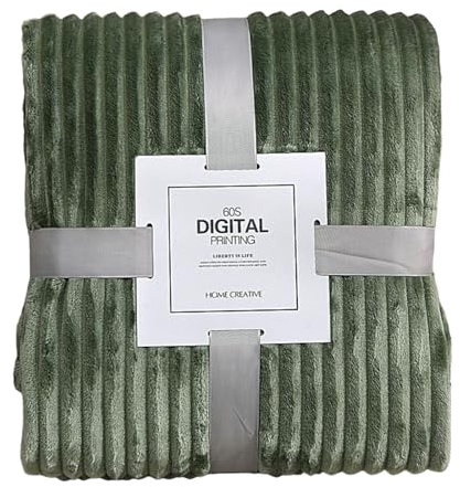 Pjeghbvop Gestreifte Flanelldecken für Betten, einfarbig, weich, warm, Nerz-Überwurf, Sofa, Tagesdecke, Strand, Reisedecken