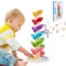 Hölzerner klangbaum,Regenbogen Kugelturm,Klang-Murmelbahn Regenbogen, Motorikspiel für Kinder, aus Holz, inkl. 4 Murmeln, ab 3 Jahren (A)