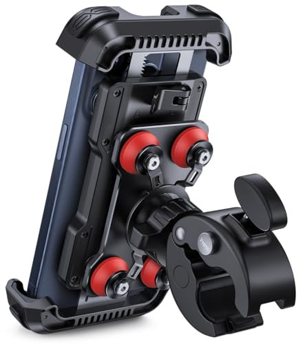 Lamicall Motorrad Handyhalterung, Handyhalter Fahrrad - [2025 Doppelt Vibrationsgedämpft] Handy Motorradhalterung, 360° Drehbar Lenker Halter für iPhone 17 16 15 14 Pro Max Samsung 4,7-6,8 Smartphone