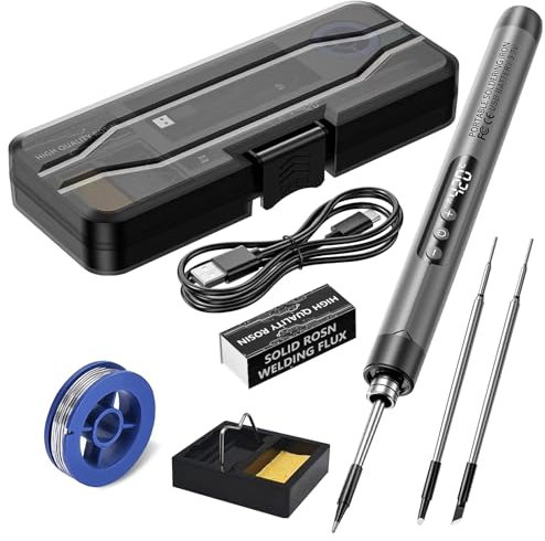 Set di saldatori ricaricabili, set di batterie per saldatore, ricaricabile, supporto per saldatore, saldatore, saldatore a batteria, set per riparazione saldatore (grigio)