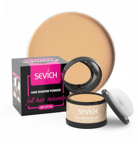 Sevich Polvo para el cabello para hombres y mujeres, resistente al agua, corrector para espesar el cabello, raíces para adelgazar el cabello, 4 g, rubio medio