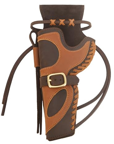 WAYNE'S DOG Western-Leder-Revolverholster, Cowboy-Holster für Revolver, beidhändig passend für Läufe von 4 bis 6 Zoll (Links)