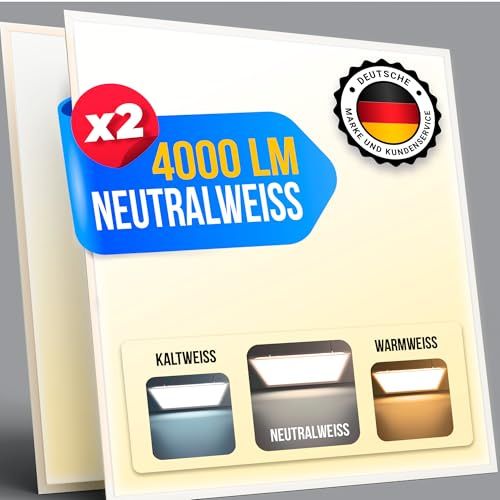 prosto LED Panel 62x62 Deckenlampe | 4000 lm inkl. Netzteil | Deckenpanel | Flickerfrei Einbau Büro Deckenleuchte | Bürolampe | Warmweiß 3.000 Kelvin (Neutralweiß 4.000 Kelvin, 2er Pack)