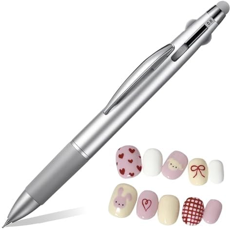 Lnngub Dotting Tool Nail Art,5-In-1 Nail Dotting Tool with Ballpoint Pen Design Nails Art Dot Pens with Size Marking and Pressing Head for Painting Dot Gems Gradient Chrome Powder