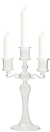Chandelier à 3 bras | Bougeoirs en verre transparent à 3 branches : décoration de table à manger pour décoration de maison, fêtes, centre de table d'anniversaire et vacances
