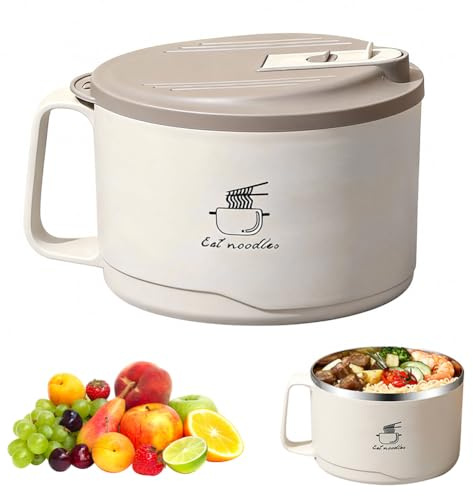 Umllpet Ramen Schüssel Aus Edelstahl, Instant Nudeln Schüssel, Nudelschüssel, Ramen Instant Nudelnbowl Suppenschale, Ramenschüssel Set mit Deckel, für Pasta, Obst (B-1100ml)