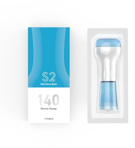 Microneedling Derma Stamp S2 mit 140 Pins und Serumtank, 0–3 mm justierbar, Micro Infusion Pflegegerät zur Unterstützung der Haut- und Kopfhautpflege, für Gesicht und Kopfhaut, Ohne Serum