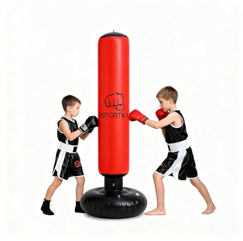 Aufblasbarer Boxsack, mit stabiler Wasserbasis, aktives Spielgerät für den Innenbereich, freistehend, Ziel, Kick, MMA, Karate, Spalte, Sandsäcke, Reflextraining, Fitness, Training (170 cm)