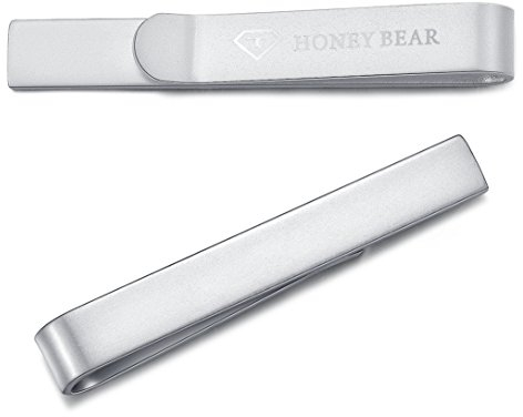 HONEY BEAR 1.57inch Homme/Garçons Maigre Pinces à Cravate pour le cadeau de mariage d'affaires,4cm (Argent mat 4cm)