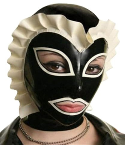 MFMYEE 100% SM Latex Maske Gummi Fetisch Komplett Erotik Restrictions Bondage Maske(Reißverschluss hinten)