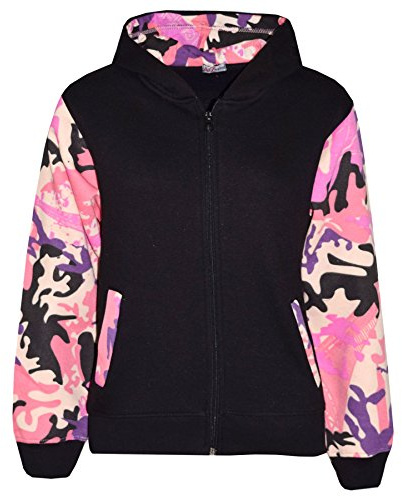 A2Z 4 Kids Boys Girls Jackets Kids Camouflage Fleece - A2Z Camo Contrast Hoodie Baby Pink 13