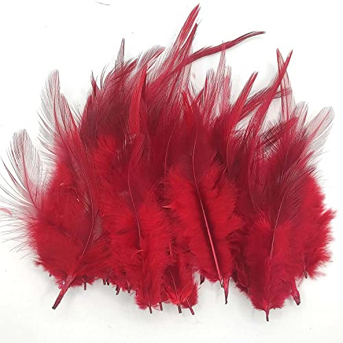 Natürliche Federn Hahnenfedern, ca. 10-15 cm, 50 Stück, Rot - Kopper-24 Hahn Schwanzfedern Schmuck Dekoration Bastelfedern für Hochzeit Weihnachten Karneval Party Deko Kostüme Natur Basteln