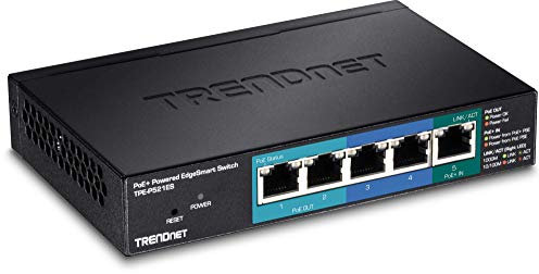 TRENDnet, TPE-P521ES, Interruttore EdgeSmart Alimentato Poe+ Gigabit 5 porte con Pass-Through PoE