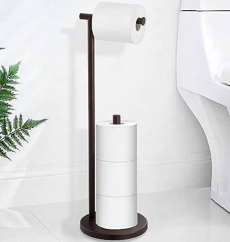 Support de Papier Toilette sur Pied, Bronze huilé avec Rangement pour Jumbo Mega, Bronze huilé Housen Solutions