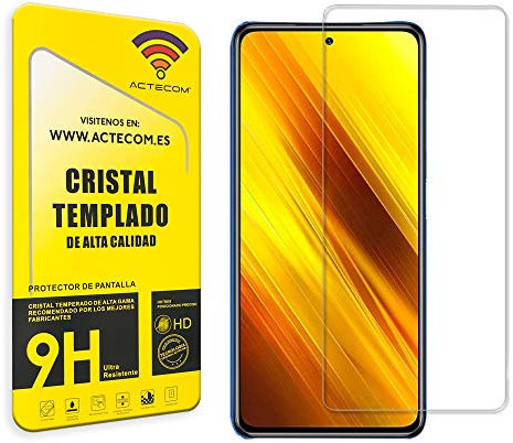 actecom® Protector Pantalla Compatible con XIAOMI REDMI Note 9 Pro Cristal Vidrio Templado