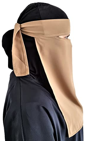 Hijab Niqab Gesichtsschleier Jilbab Abaya Khimar Kopftuch Einteiler Islamischer Schal Ideal Madrassa Moschee Ramadan Eid Hochzeit Alltag, mokka, Einheitsgröße