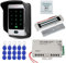 FST - Sistema de control de acceso de puerta RFID con teclado RFID impermeable al aire libre + cerradura magnética eléctrica 180 kg + cubierta impermeable a la lluvia + 15 unidades tarjetas clave para