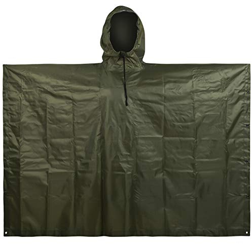 LOOGU Leichter wasserdichter Regenponcho mit Kapuze Camouflage Design Ripstop Mehrzweck Regenmantel für Männer und Frauen Regencape schnell trocknend wiederverwendbar Für Camping Angeln Jagd Events