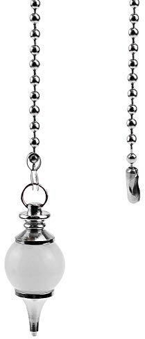 JPGhaha 85cm Ball Pull Chain Extension 2 Pcs White Onyx Natural Stone Crystal Agates Pendulum Pendant for Ceiling Light Fan Switch Weight Blind Pull Cord Bathroom