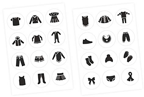 Möbelaufkleber Ordnungssticker für Kleidung schwarz/weiß- Möbelfolie Kinderzimmer, Kleiderschrank, Ordnung lernen, Aufbewahrung, Ordnungssystem