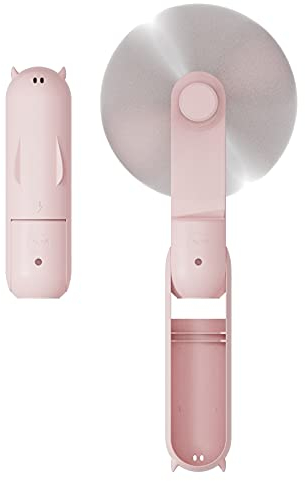 Hand Held Fan,Desk Fan,Portable USB Rechargeable Folding Mini Fan,Pocket Fan Battery Driven Fan With Mobile Power Supply for Home Travel Outdoor,Pink