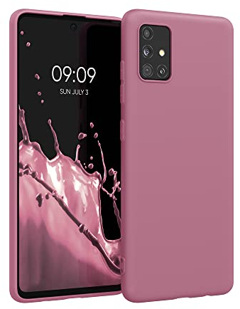 kwmobile Hülle kompatibel mit Samsung Galaxy A51 Hülle - weiches TPU Silikon Case - Cover geeignet für kabelloses Laden - Dark Rose