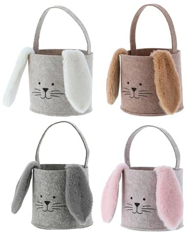 MACOSA CP53506_braun Oster-Geschenktasche Hase Filz Braun Filztasche Ostertasche mit Henkel Ostertüte Tasche Osterfilztäschchen Kinder Erwachsene (Braun)