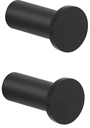 SAYAYO Ganci Accappatoio Bagno Nero in Acciaio Inox Ganci Appendiabiti, Appendi Strofinacci Cucina Gancio da Parete Appendi Accappatoio Bagno Capacità Carico 15 kg, 2 Pezzi, EGOY001Y-B-2P