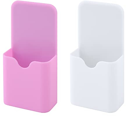 KINBOM 2 Stück Magnetischer Stiftehalter, Magnetisch Marker Halter für Kühlschrank Magnetischer Pen Container Organizer für Whiteboard Spind Zuhause Büro Schulbedarf (Weiß, Rosa)