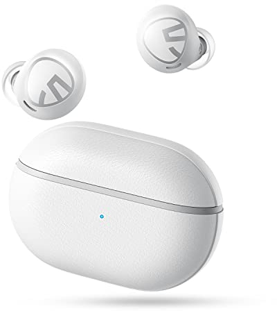 SoundPEATS Bluetooth 5.1 Headphones Free2 Classic Wireless Earbuds with 30 Hours Playtime IPX5 Waterproof for Sports Stereo In-Ear Earphones Built-in Microphone (White)