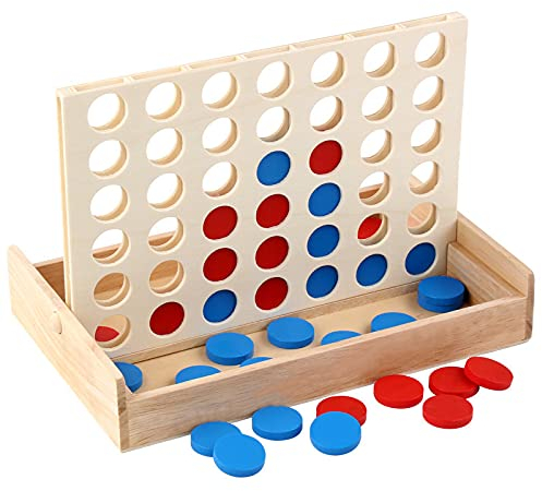 Vier gewinnt Holz, Kinder Brettspiel 4 Gewinnt Battle Strategiespiel Gesellschaftsspiel Vier in Einer Reihe auf Reise Für Erwachsene Kinder Outdoor Reise Unterwegs Spiele